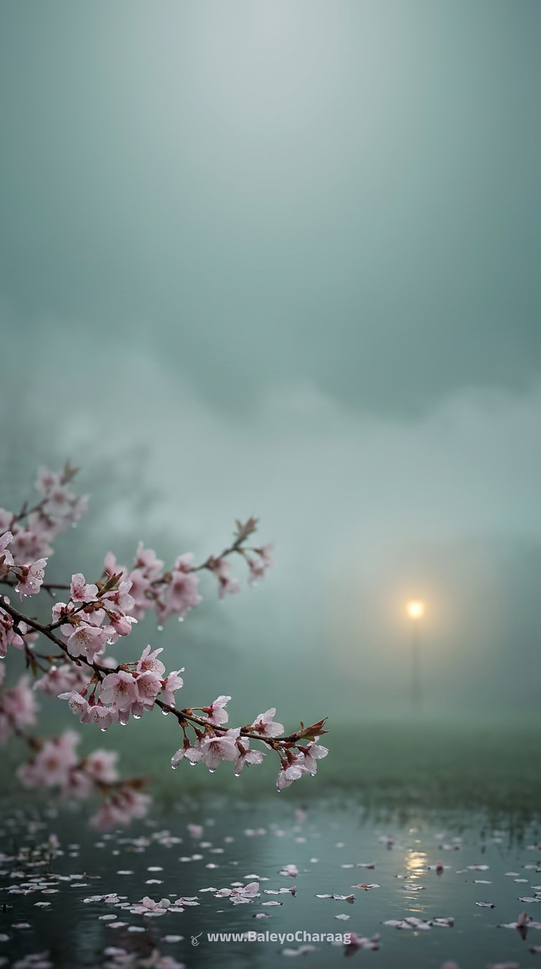Blossom Petals in Monsoon Mist · Phone wallpaper