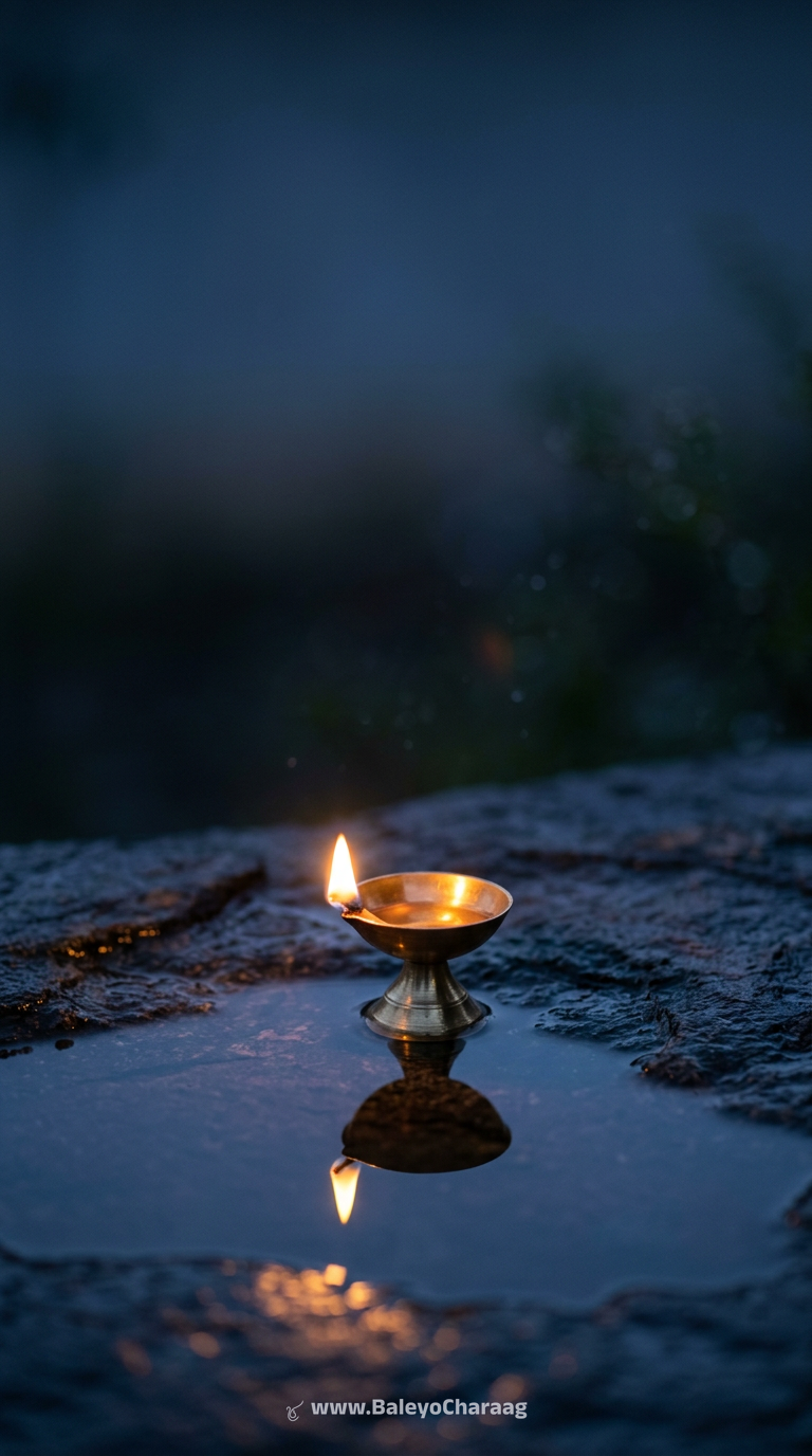 Brass Lamp Reflection Pool · Phone wallpaper