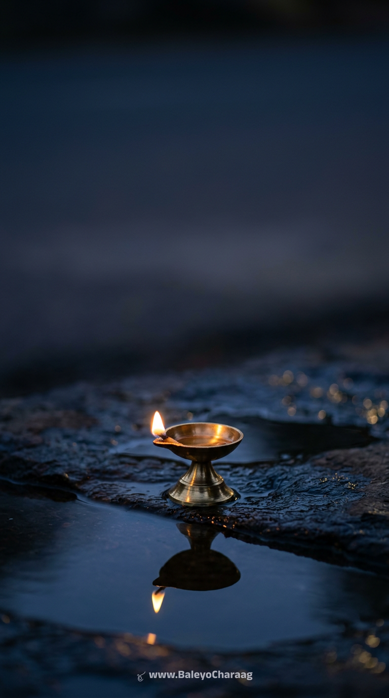 Brass Lamp Reflection Pool · Phone wallpaper