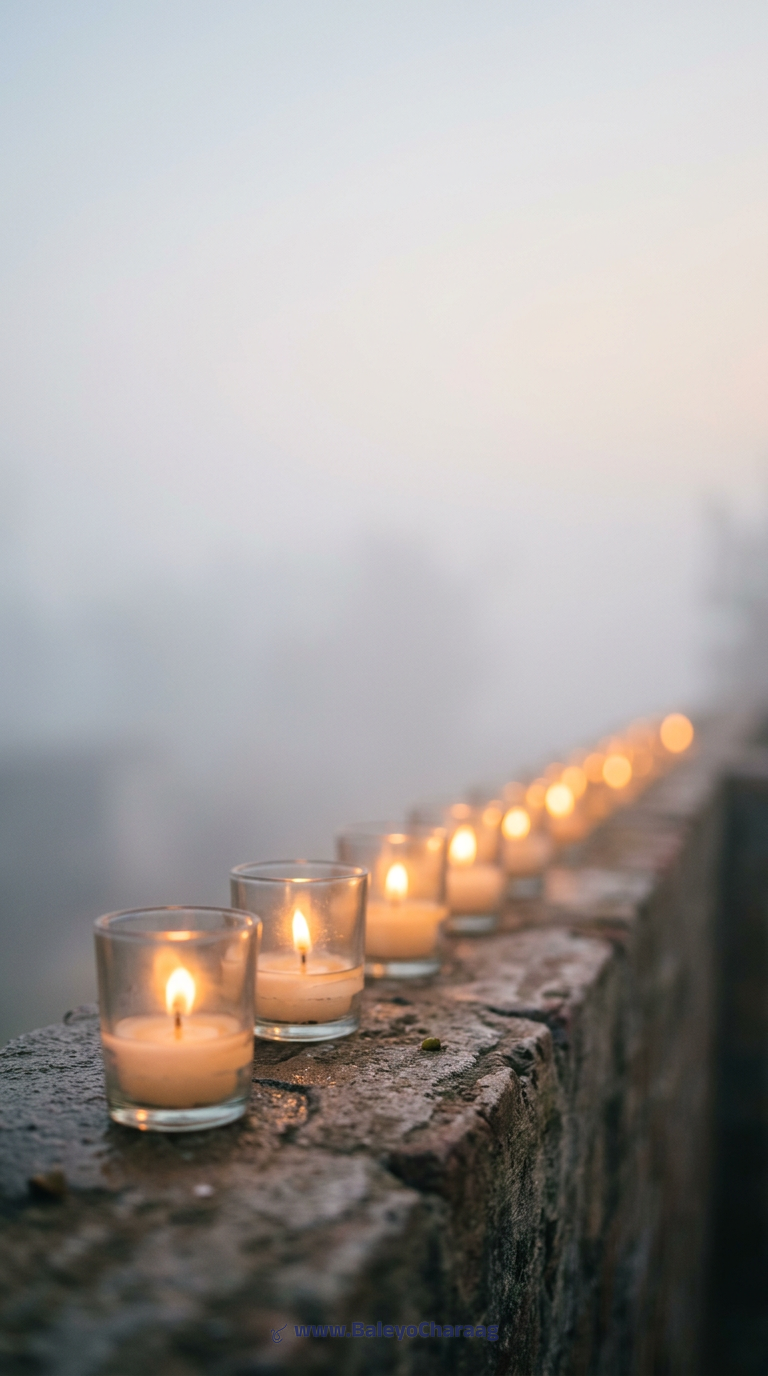 Candle Glass Winter Fog · Phone wallpaper
