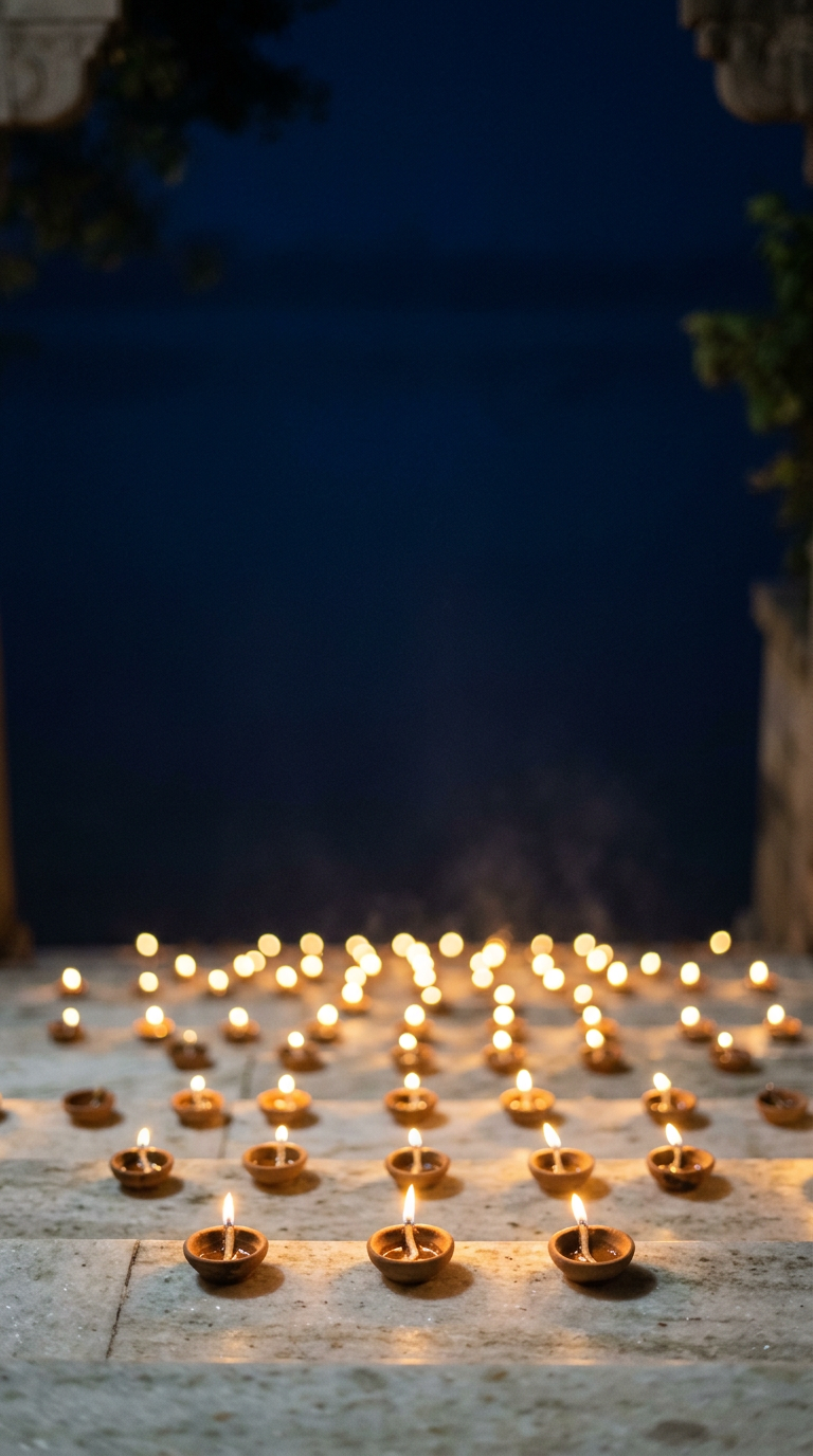 Diyas on Stone Steps · Print poster (moving)