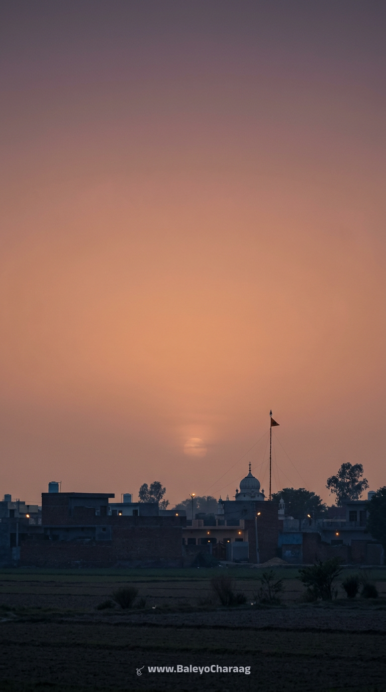 Dusty Dusk Over Village · Phone wallpaper