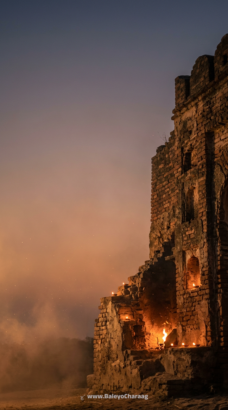Firelit Wall, Dust Haze · Phone wallpaper