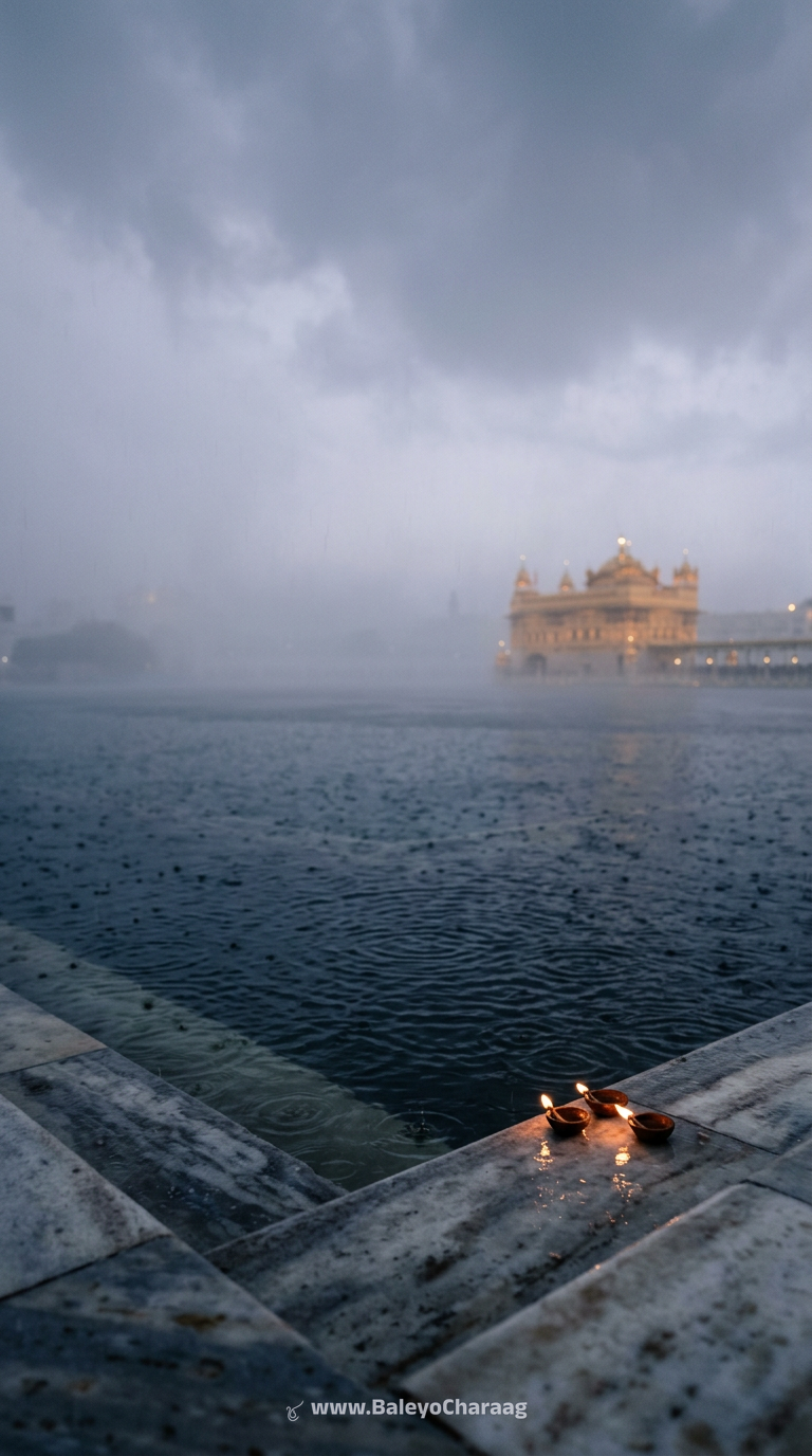 First Rain on Sarovar Steps · Phone wallpaper