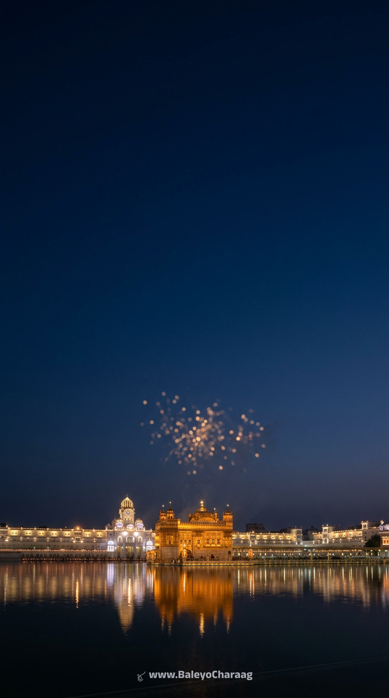 Golden Temple Night Wide · Phone wallpaper