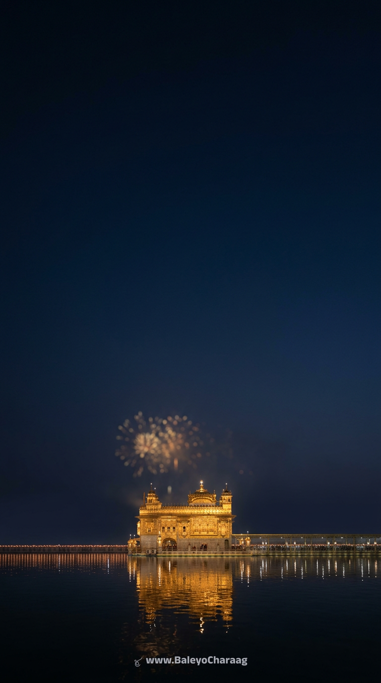 Golden Temple Night Wide · Phone wallpaper