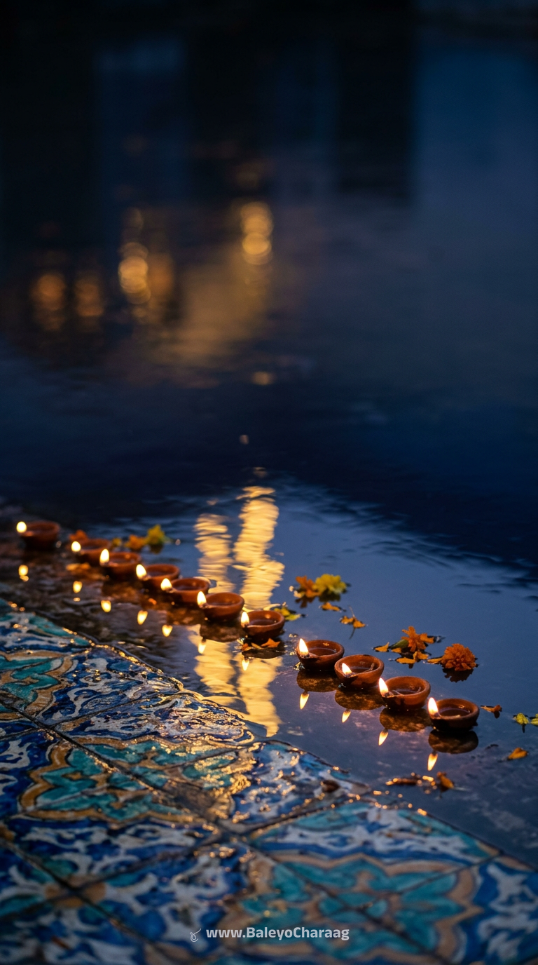 Hand-Painted Tiles in Rain Light · Phone wallpaper