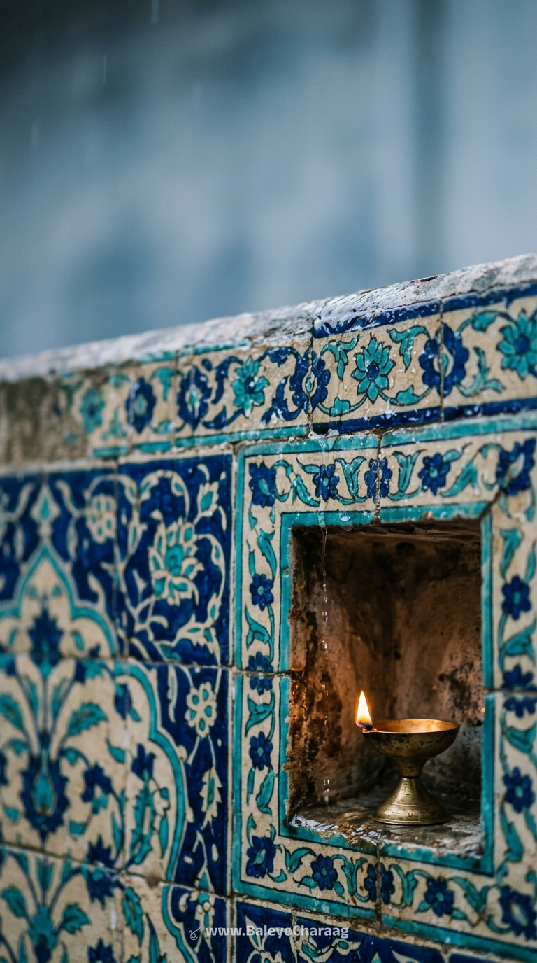 Hand-Painted Tiles in Rain · Phone wallpaper