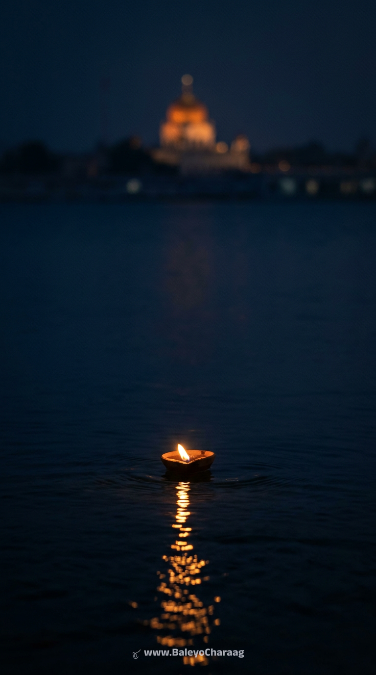 Lamp Reflected in the Sarovar · Phone wallpaper