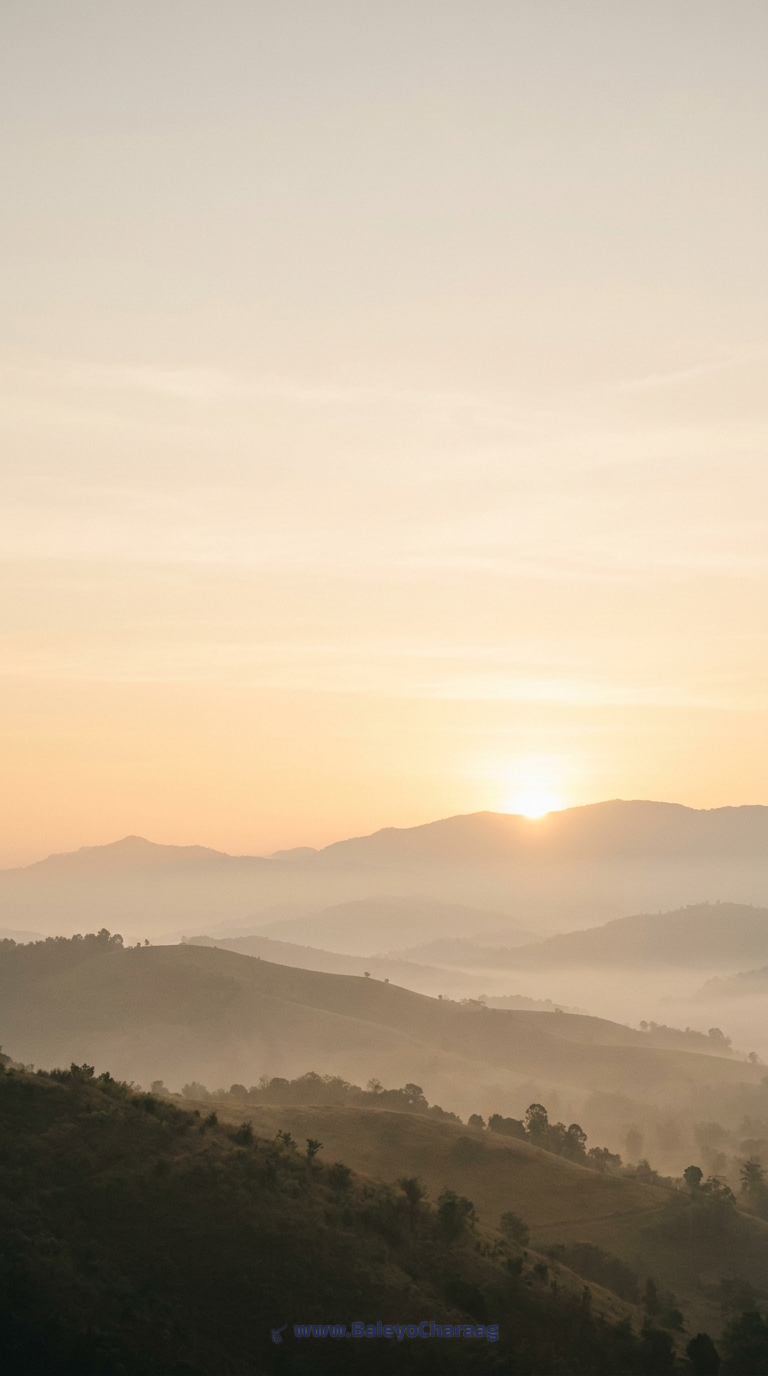 Misty dawn hills · Phone wallpaper