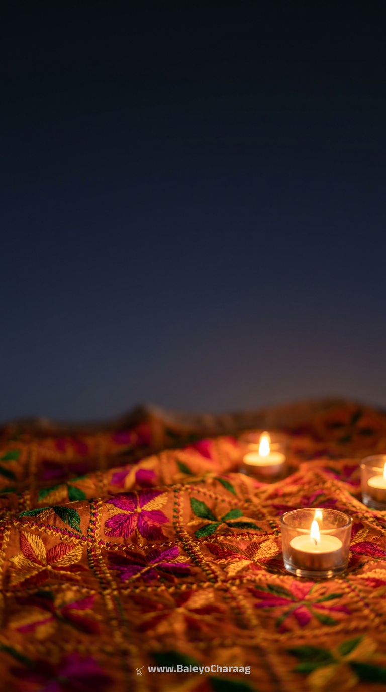 Phulkari Glow at Dusk · Phone wallpaper