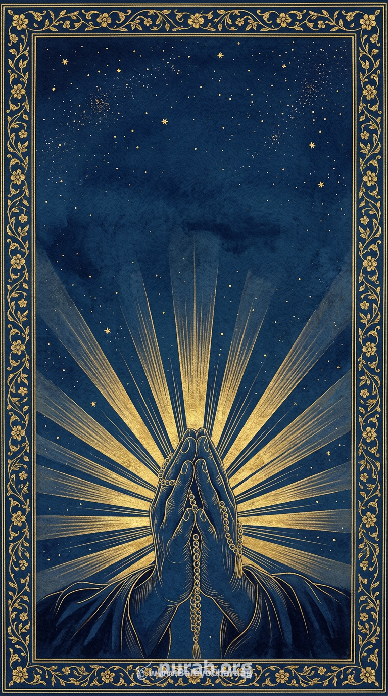 Praying hands in blue and gold (moving)
