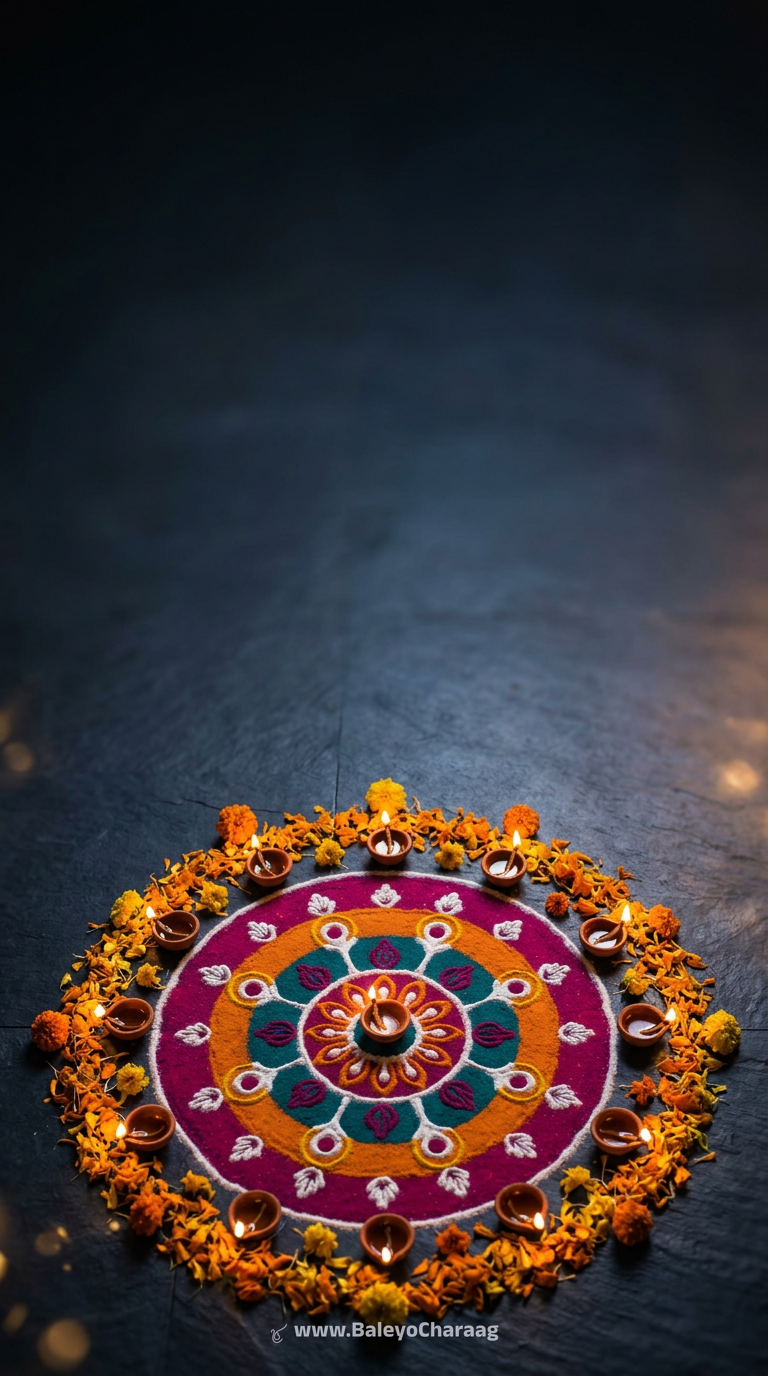 Rangoli Ring, Marigold Dusk · Phone wallpaper