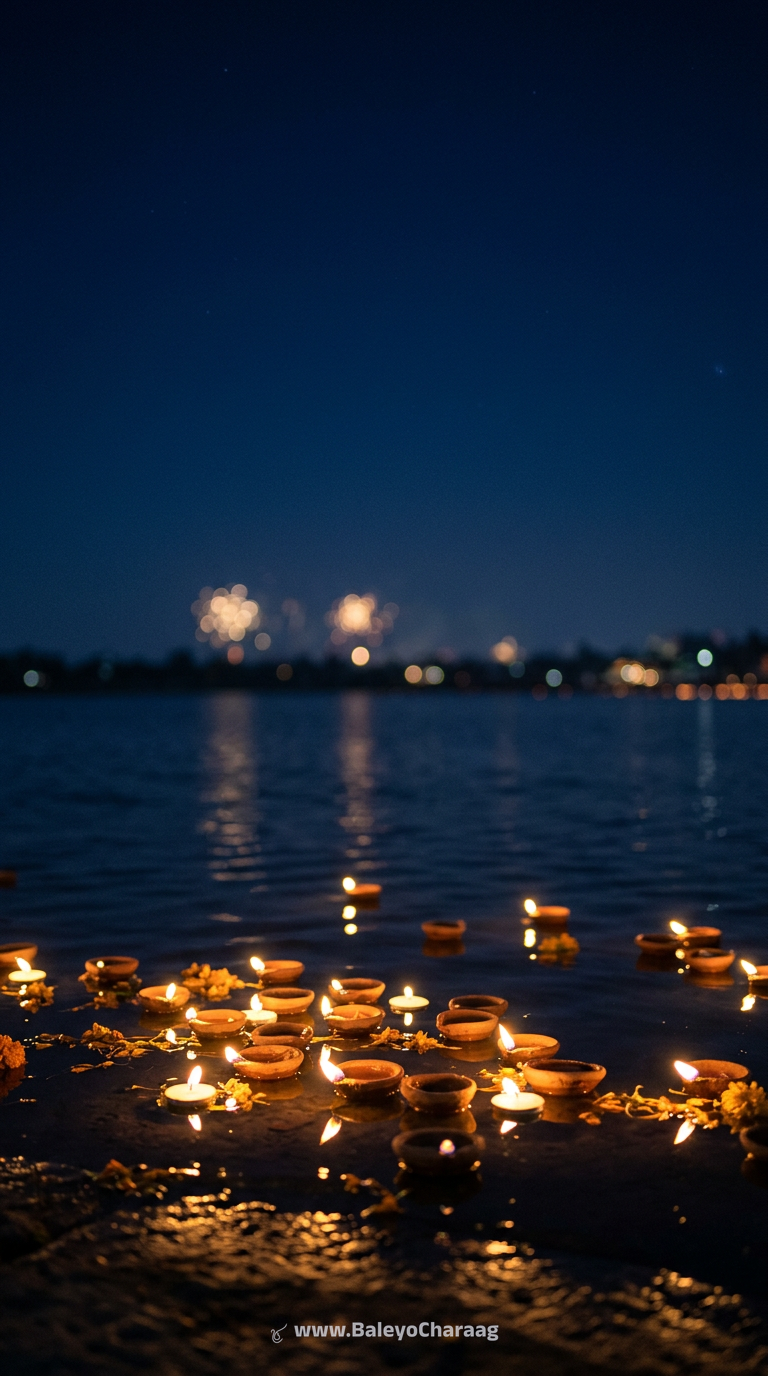 Sarovar Night Diyas · Phone wallpaper