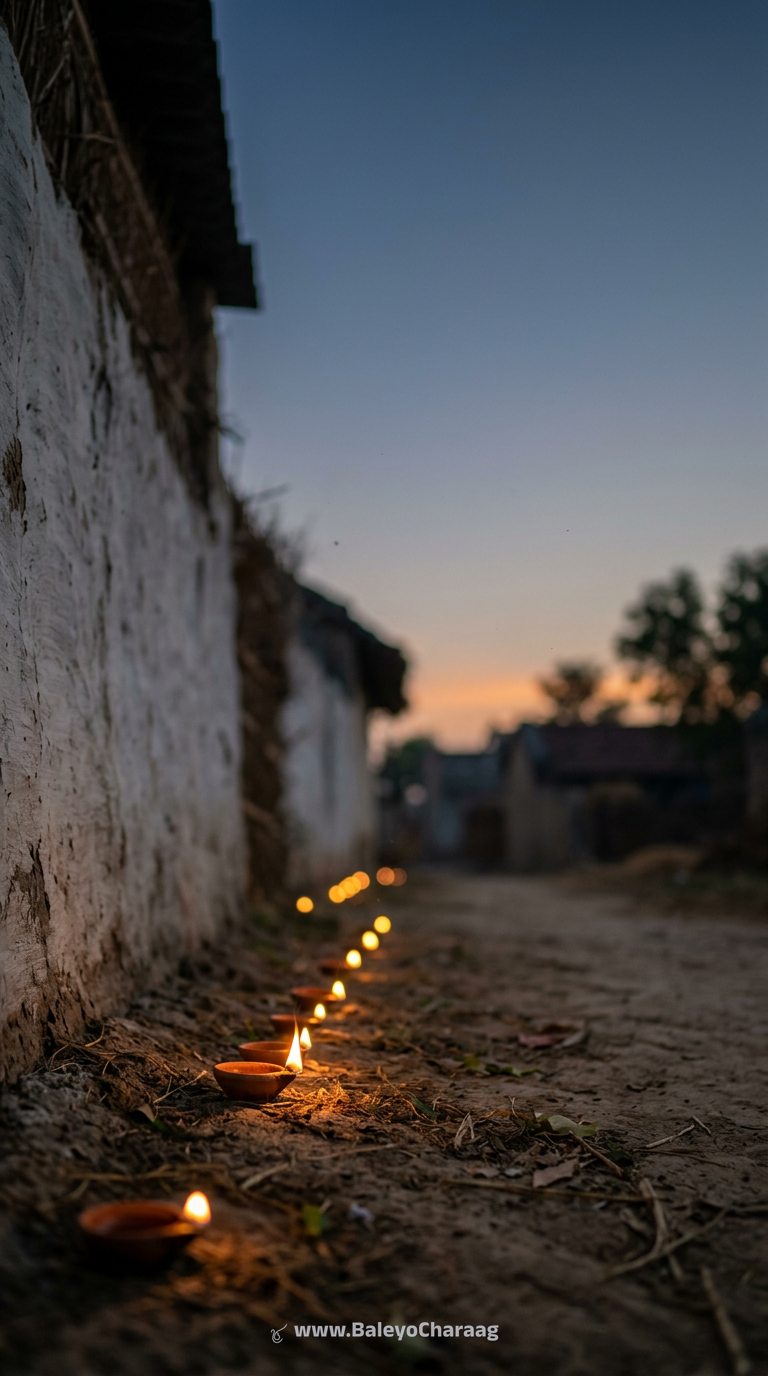 Village Lane Diya Glow · Phone wallpaper