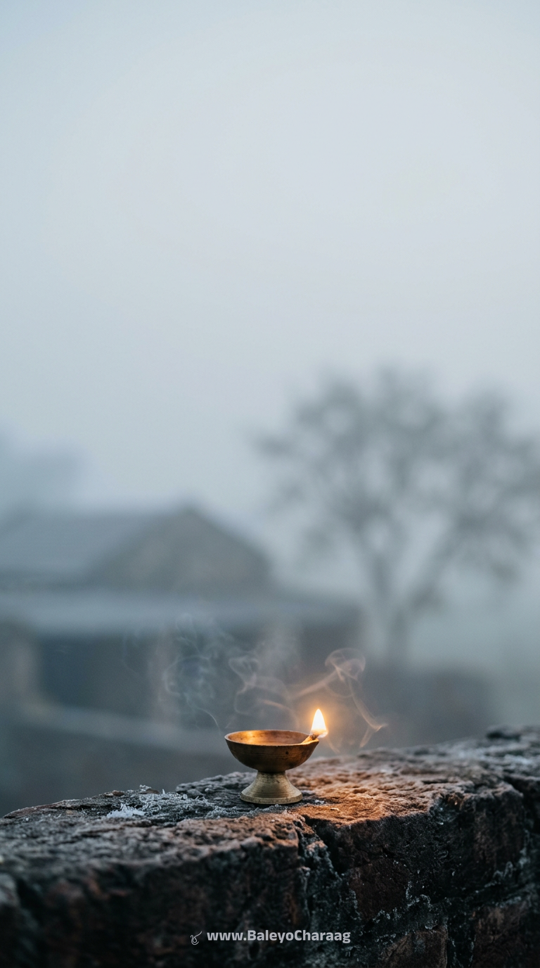 Winter Morning Lamp Steam · Phone wallpaper